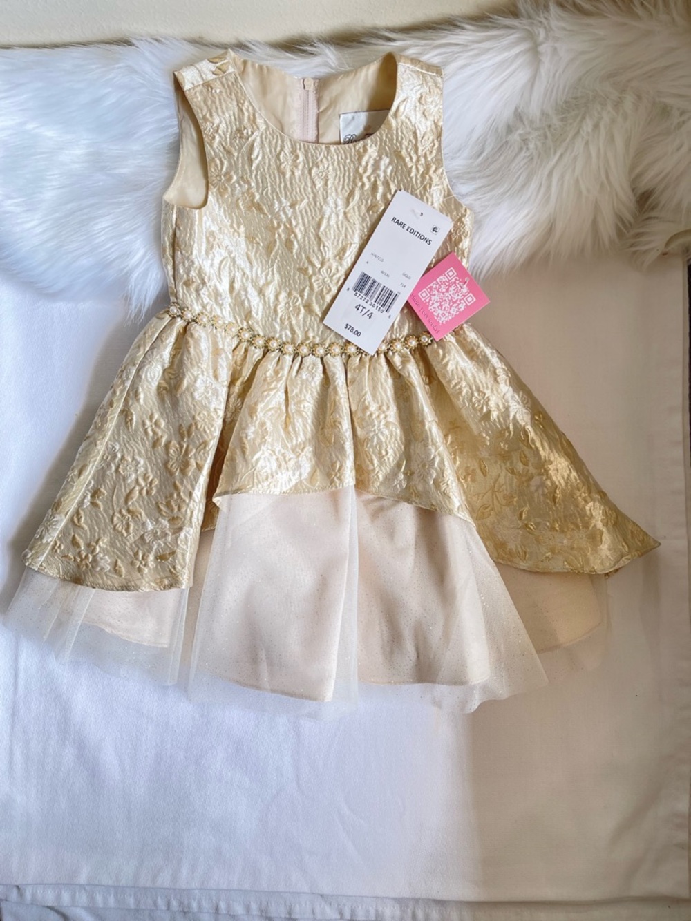 Rare Editions Brocade Sleeveless Floral Peplum Party Dress Size 4T.Brand NWT.